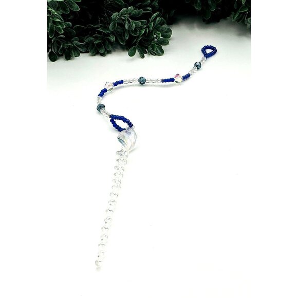 Beaded Suncatcher Ornament With Icicle Pendant and Crystal Beads - Picture 2 of 3